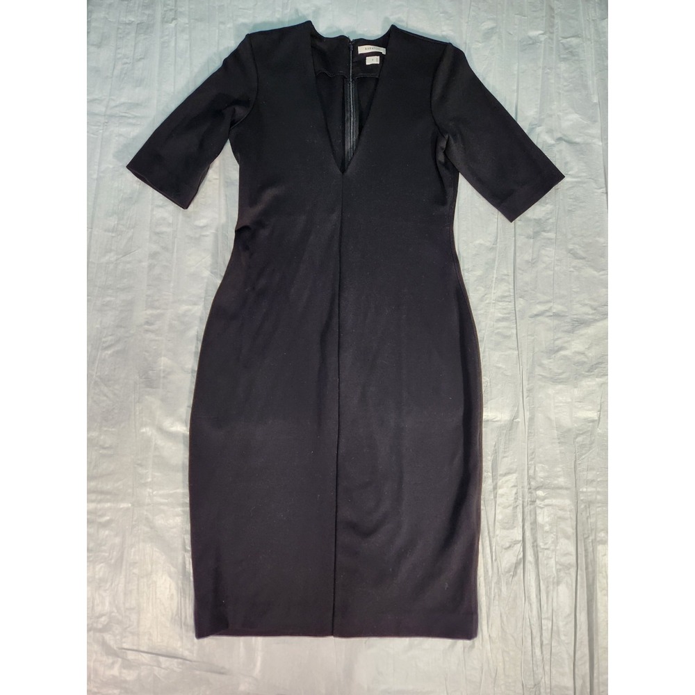 BABATON v neck solid black dress Aritzia bodycon 8 Short Sleeve